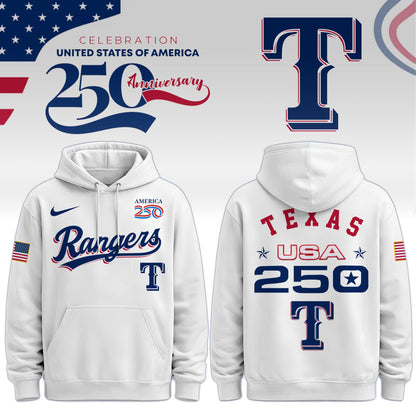 America’s 250th Anniversary Texas Rangers Baseball Hoodie - Premium Quality