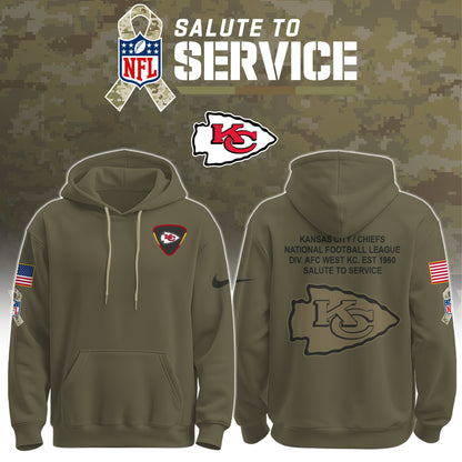 Kansas City Chiefs Olive 2025 Salute to Service Hoodie