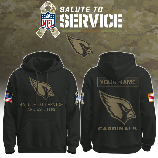 Arizona Cardinals Black 2025 Salute to Service Hoodie