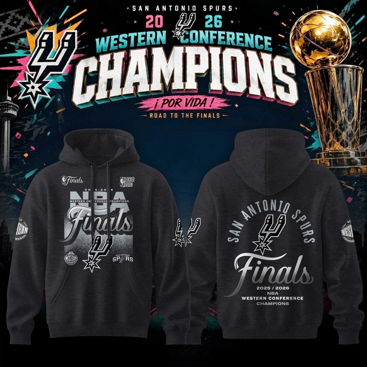 San Antonio Spurs - 2026 Western Conference Champions Hoodie | DY95
