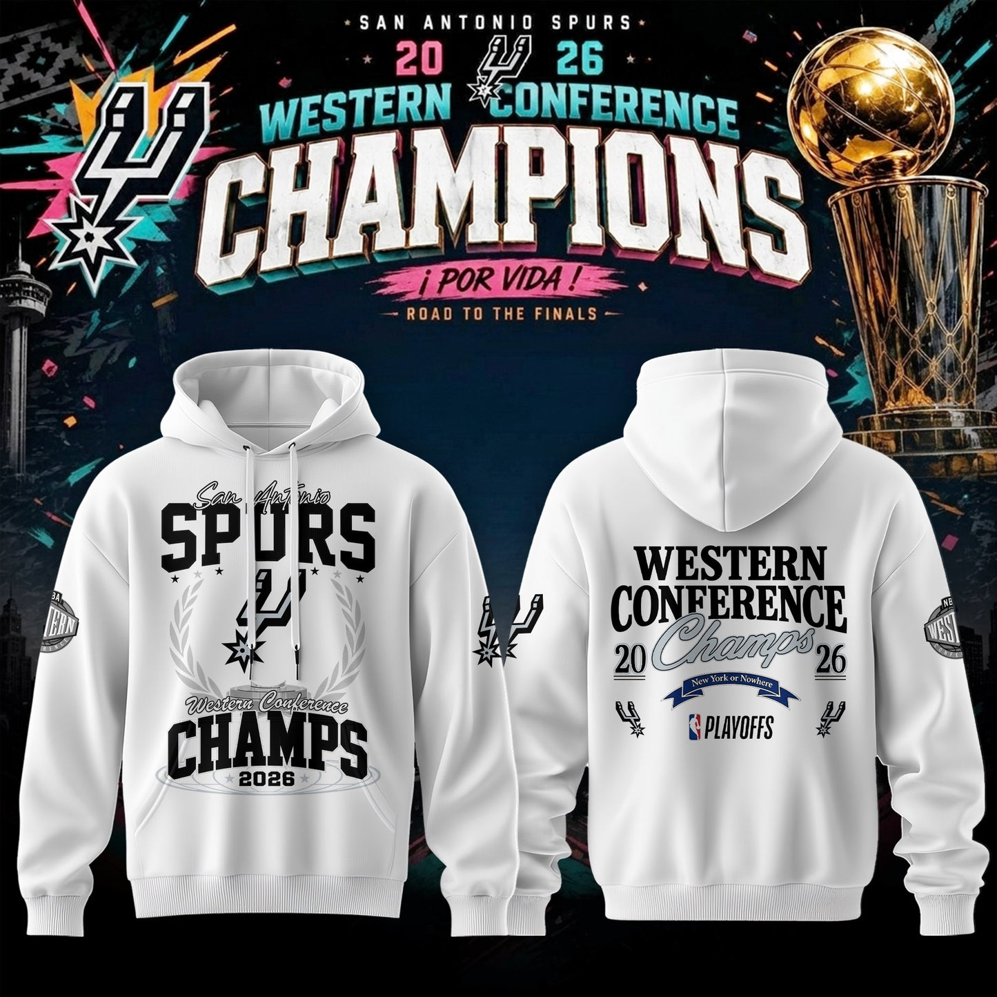 San Antonio Spurs - 2026 Western Conference Champions Hoodie | TD26