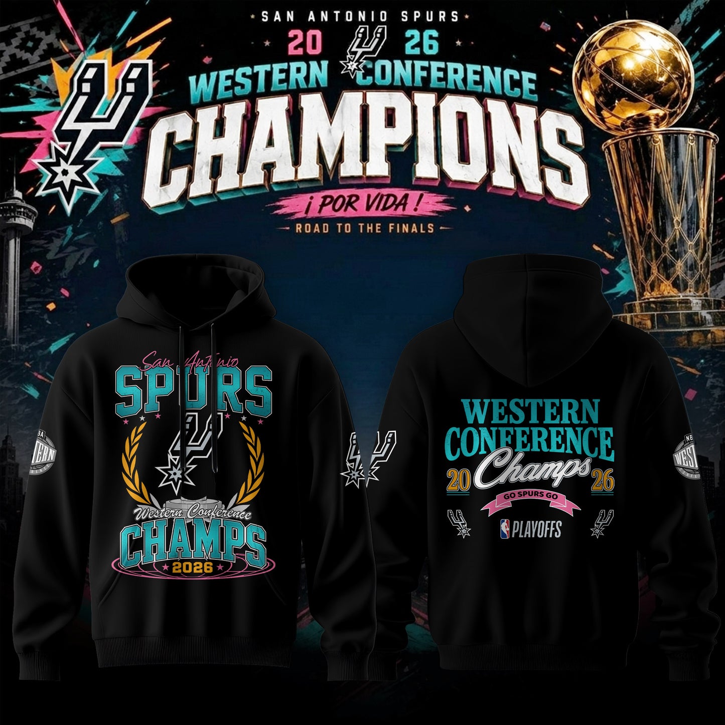 San Antonio Spurs - 2026 Western Conference Champions Hoodie | AA58