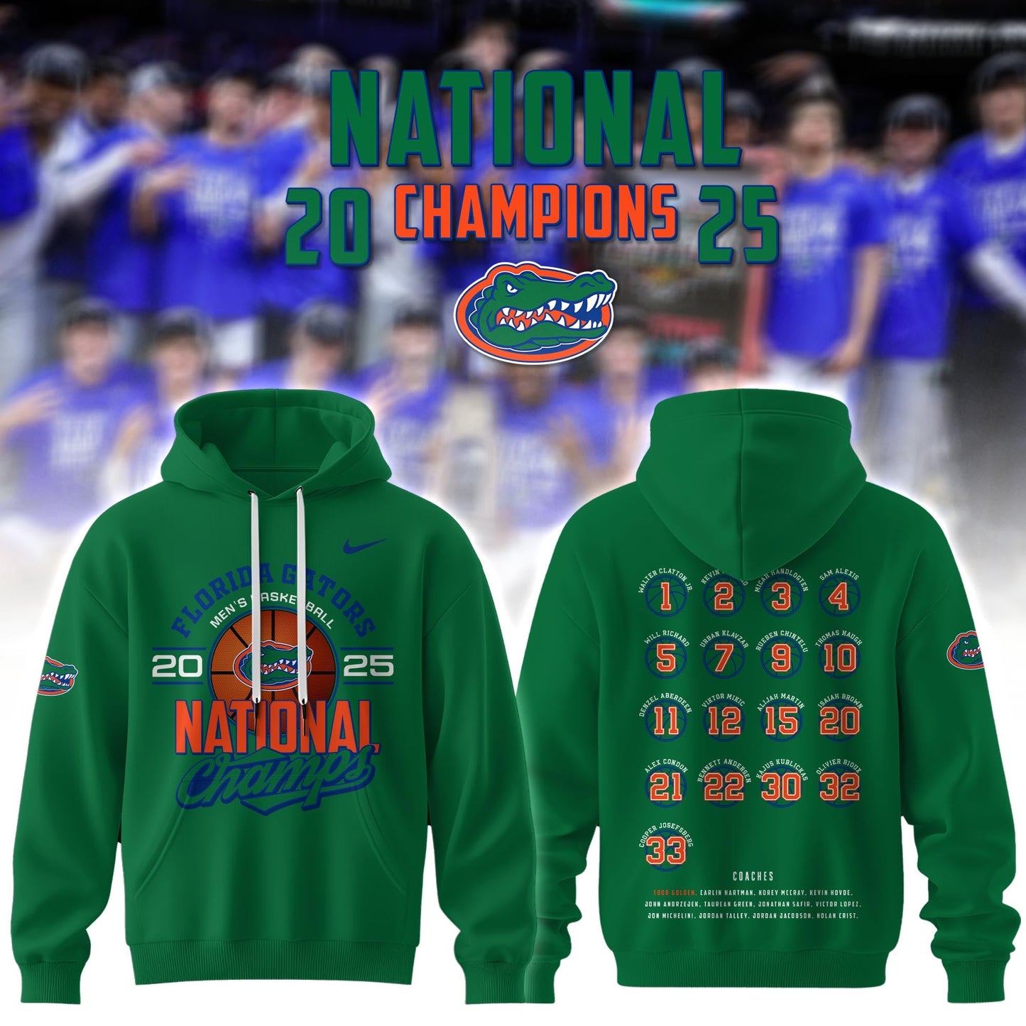Florida Gators Men's Basketball National Champions 2025 Gree Hoodie