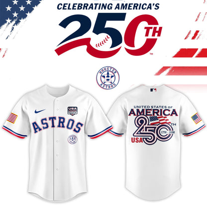 Houston Astros USA 250th Anniversary Baseball Jersey And Cap