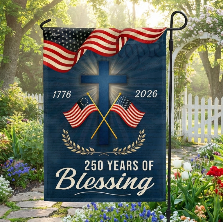 250 Years of Blessing Patriotic Christian Flag, American 1776 2026 Flag