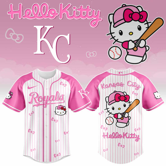 Kansas City Royals Hello Kitty 2026 Jersey Baseball White Pink