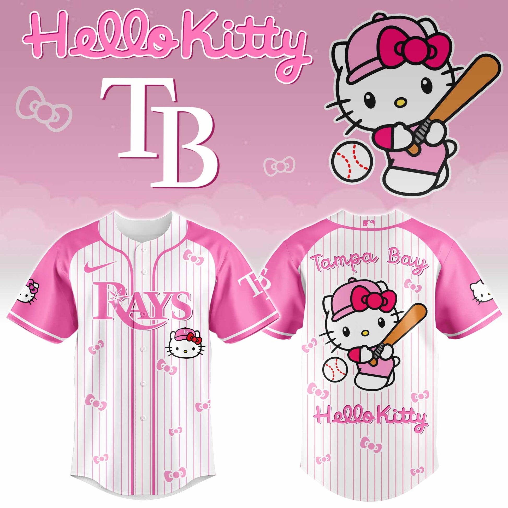 Tampa Bay Rays Hello Kitty 2026 Jersey Baseball White Pink