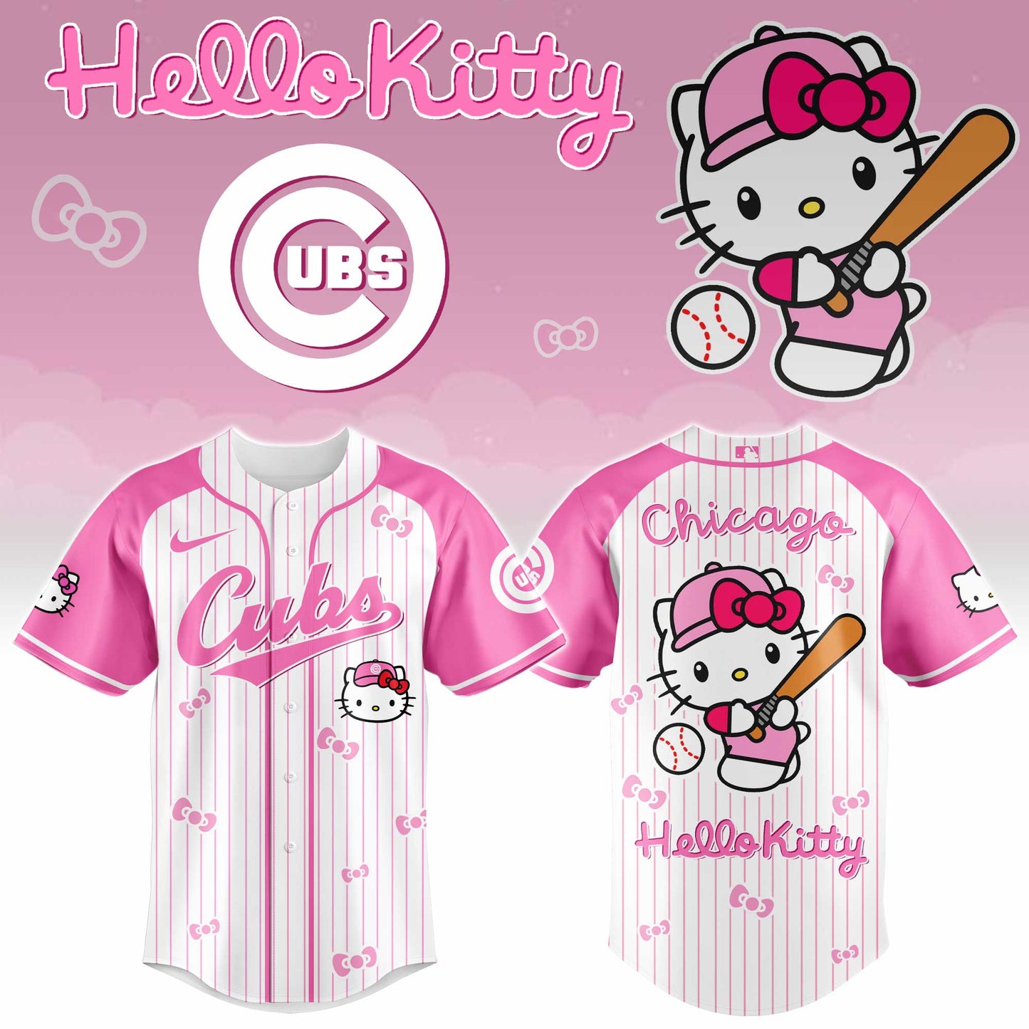 Chicago Cubs Hello Kitty 2026 Jersey Baseball White Pink