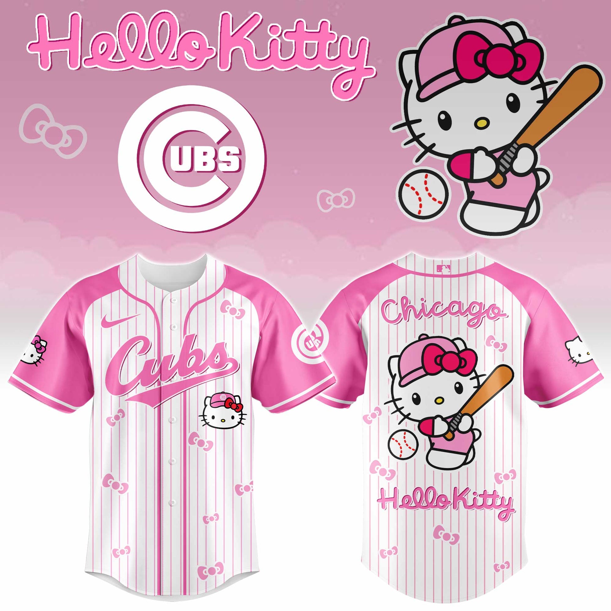Chicago Cubs Hello Kitty 2026 Jersey Baseball White Pink