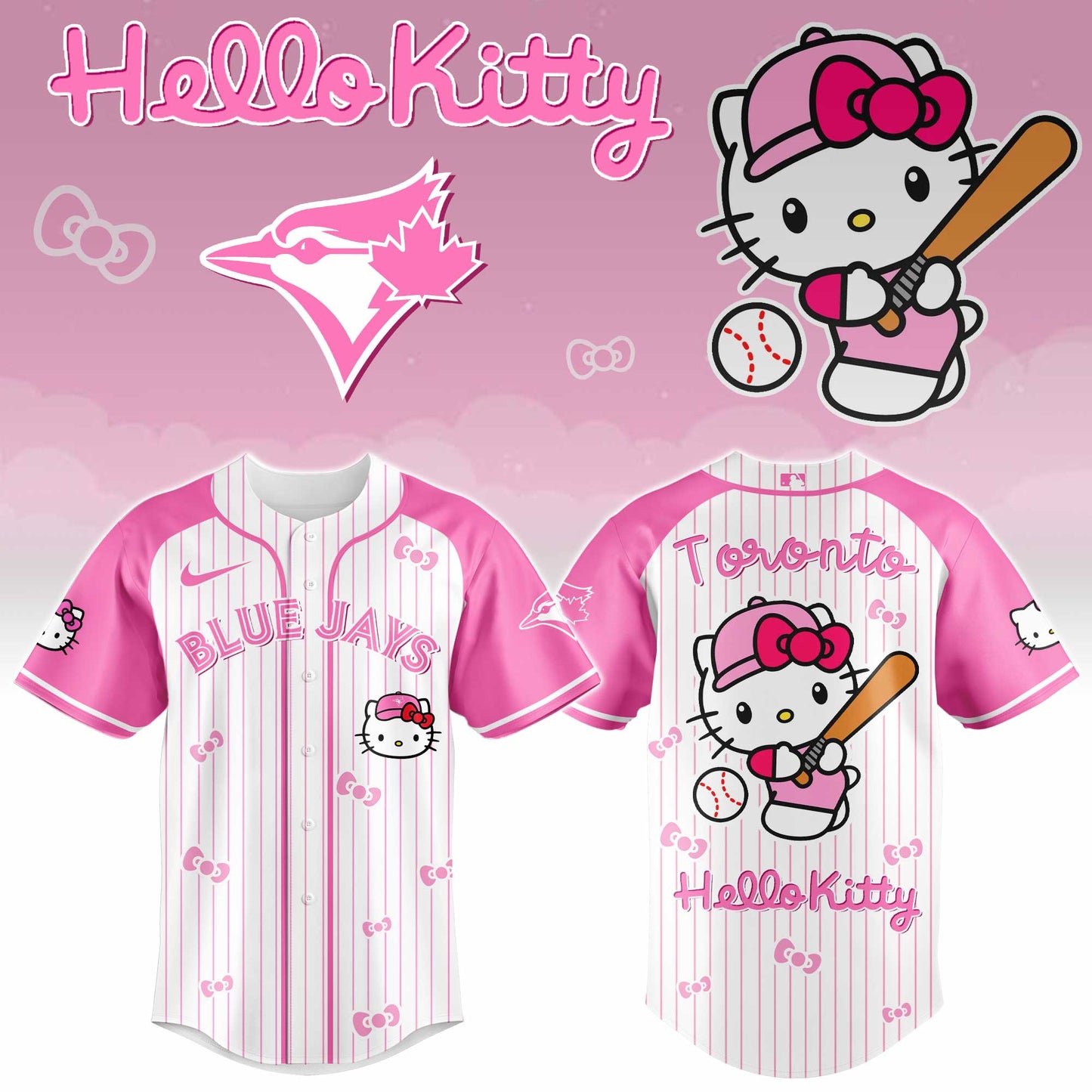 Toronto Blue Jays Hello Kitty 2026 Jersey Baseball White Pink