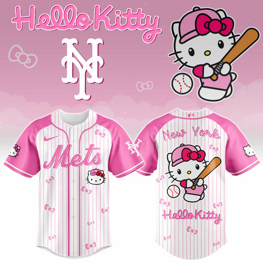 New York Mets Hello Kitty 2026 Jersey Baseball White Pink