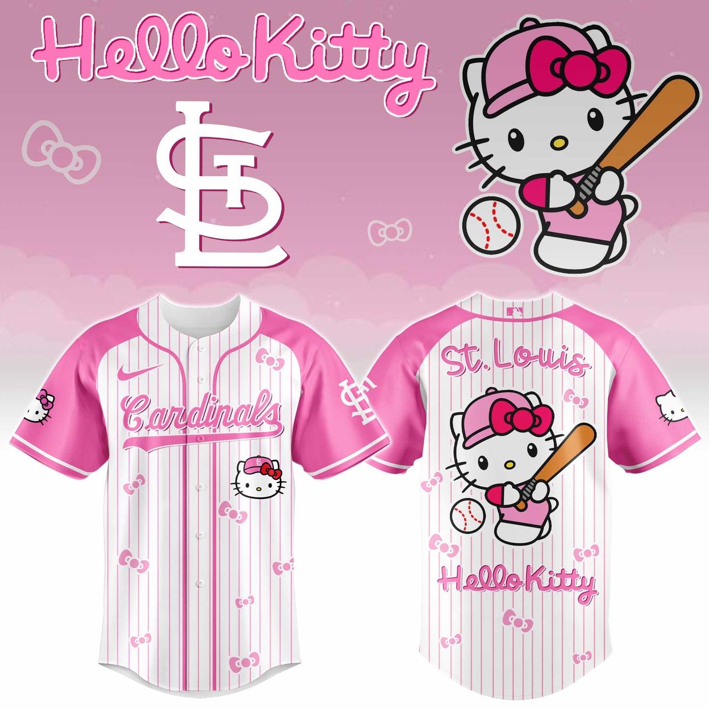 St. Louis Cardinals Hello Kitty 2026 Jersey Baseball White Pink