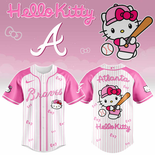 Atlanta Braves Hello Kitty 2026 Jersey Baseball White Pink