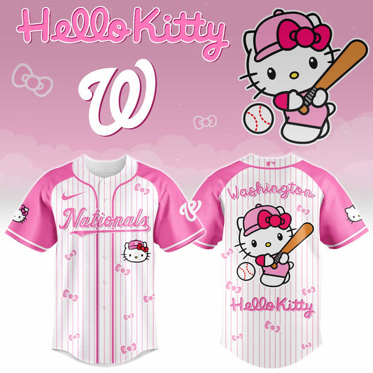 Washington Nationals Hello Kitty 2026 Jersey Baseball White Pink