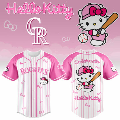 Colorado Rockies Hello Kitty 2026 Jersey Baseball White Pink