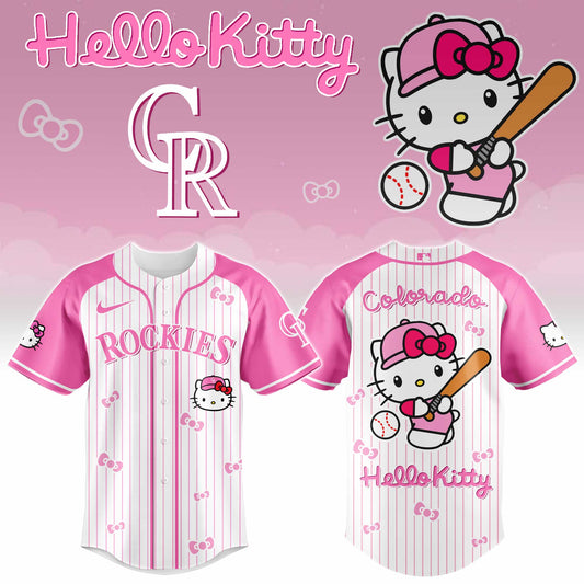 Colorado Rockies Hello Kitty 2026 Jersey Baseball White Pink
