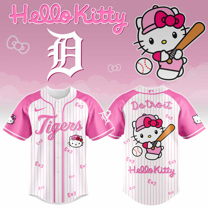 Detroit Tigers Hello Kitty 2026 Jersey Baseball White Pink
