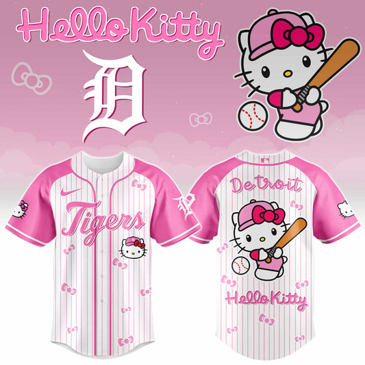 Detroit Tigers Hello Kitty 2026 Jersey Baseball White Pink