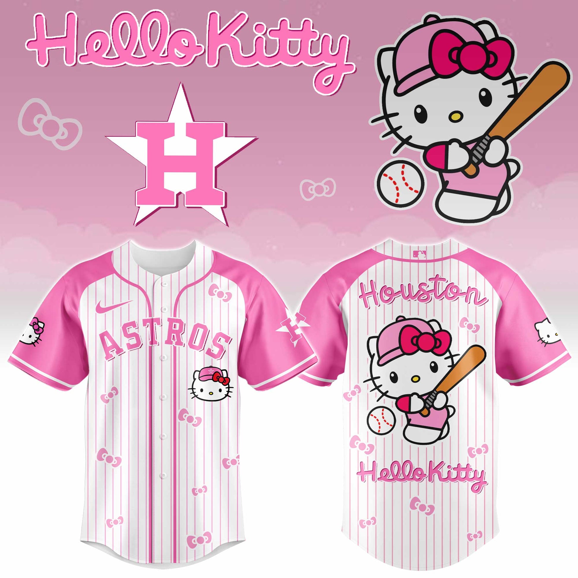 Houston Astros Hello Kitty 2026 Jersey Baseball White Pink
