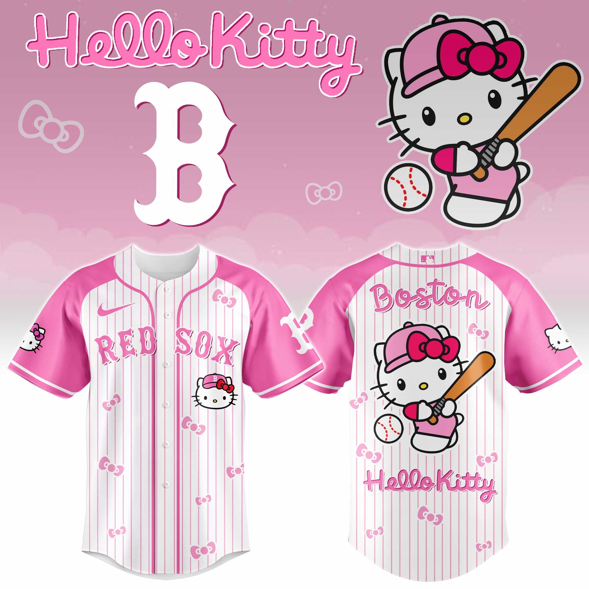 Boston Red Sox Hello Kitty 2026 Jersey Baseball White Pink