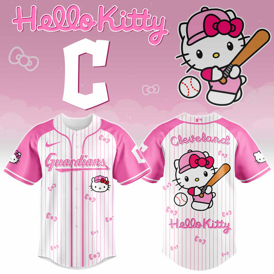 Cleveland Guardians Hello Kitty 2026 Jersey Baseball White Pink