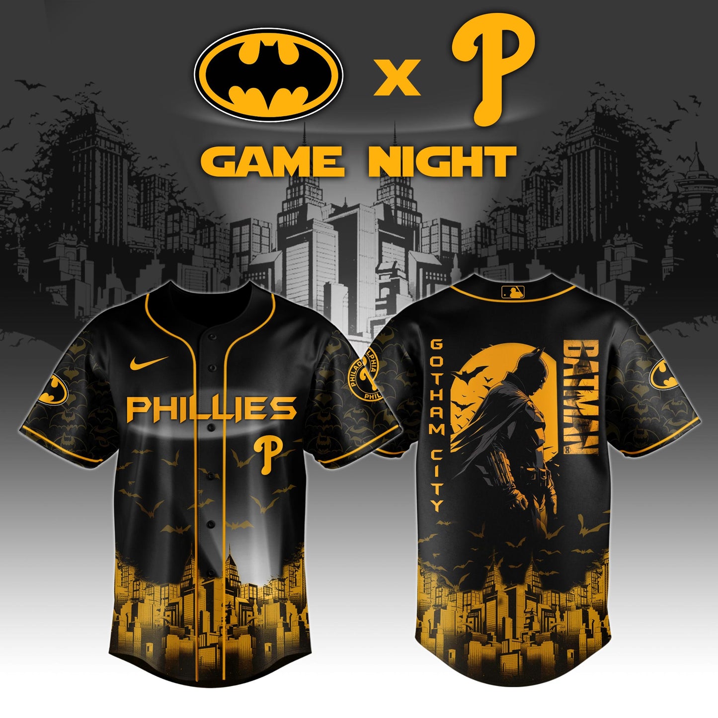 Philadelphia Phillies x DC Batman Game Night Special Edition Jersey