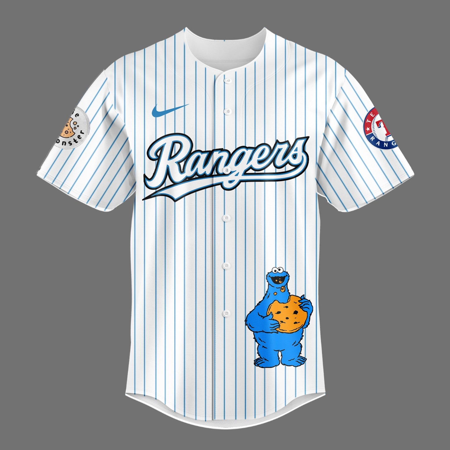 Texas Rangers X Cookie Monster Baseball Jersey White Limited Edition