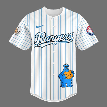 Texas Rangers X Cookie Monster Baseball Jersey White Limited Edition