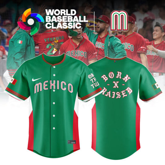 Mexico Baseball x Born x Raised Green 2026 World Baseball Classic Jersey Limited Edition Green