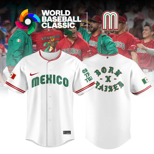 Mexico Baseball x Born x Raised Green 2026 World Baseball Classic Jersey Limited Edition White