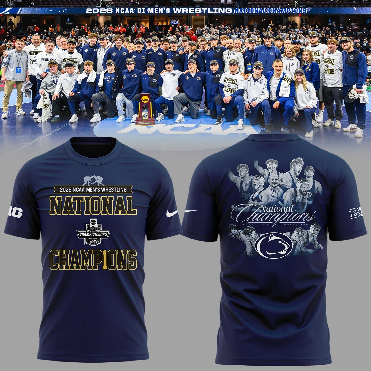 Limited Edition Penn State Nittany Lions 2026 Men’s Wrestling Champions🏆 Shirt