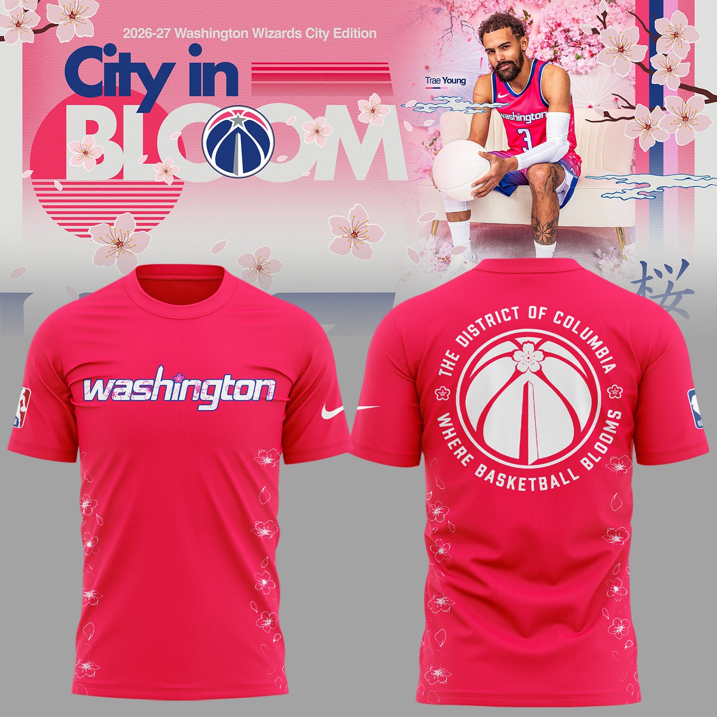 Washington Wizards Merch - Cherry Blossom T-Shirt - City In Bloom Collecions