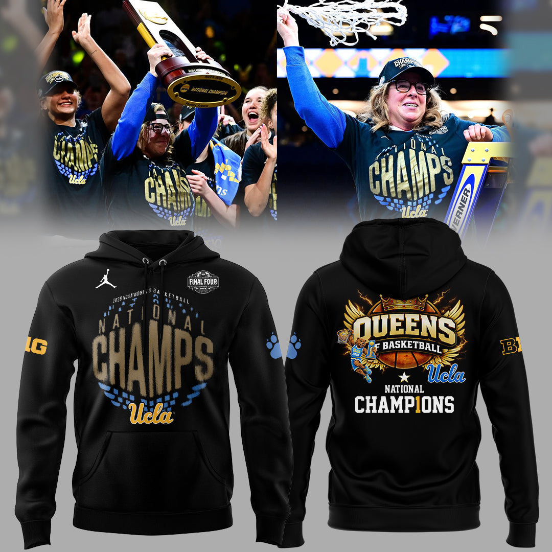 UCLA Basketball 2026 WBB National Champions 👑🏀 Hoodie 2-Side Black