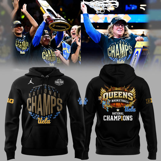 UCLA Basketball 2026 WBB National Champions 👑🏀 Hoodie 2-Side Black