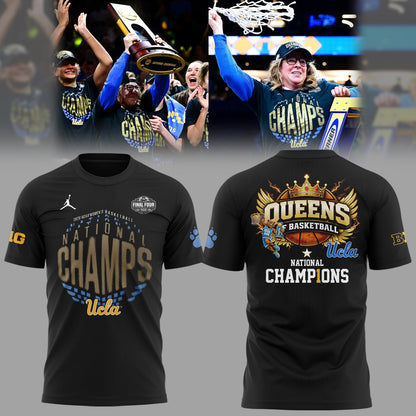UCLA Basketball 2026 WBB National Champions 👑🏀 Champions T-Shirt Black 2-Side