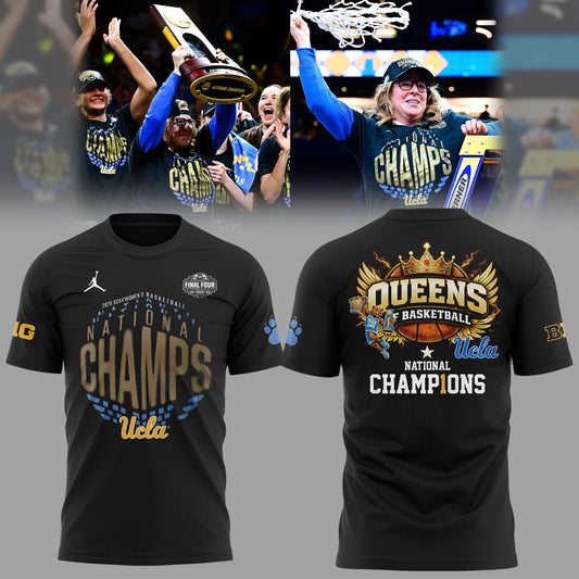 UCLA Basketball 2026 WBB National Champions 👑🏀 Champions T-Shirt Black 2-Side
