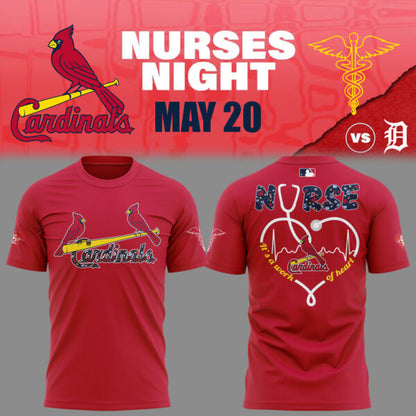 St. Louis Cardinals Baseball Red T-Shirt For Nurses Night 2025 Season