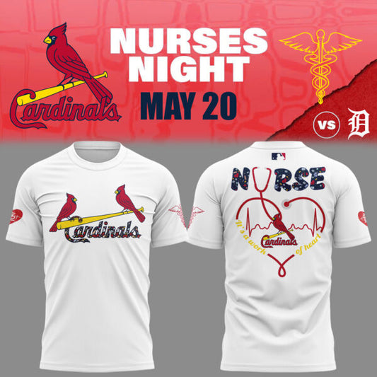 St. Louis Cardinals Baseball White T-Shirt For Nurses Night 2025 Season