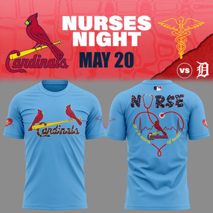 St. Louis Cardinals Baseball Light Blue T-Shirt For Nurses Night 2025 Season