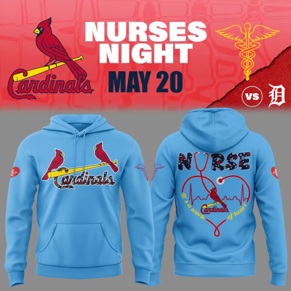 St. Louis Cardinals Baseball Light Blue Hoodie For Nurses Night 2025 Season