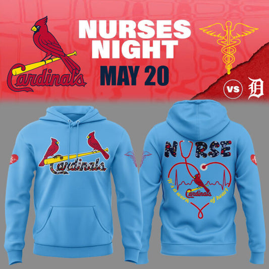 St. Louis Cardinals Baseball Light Blue Hoodie For Nurses Night 2025 Season