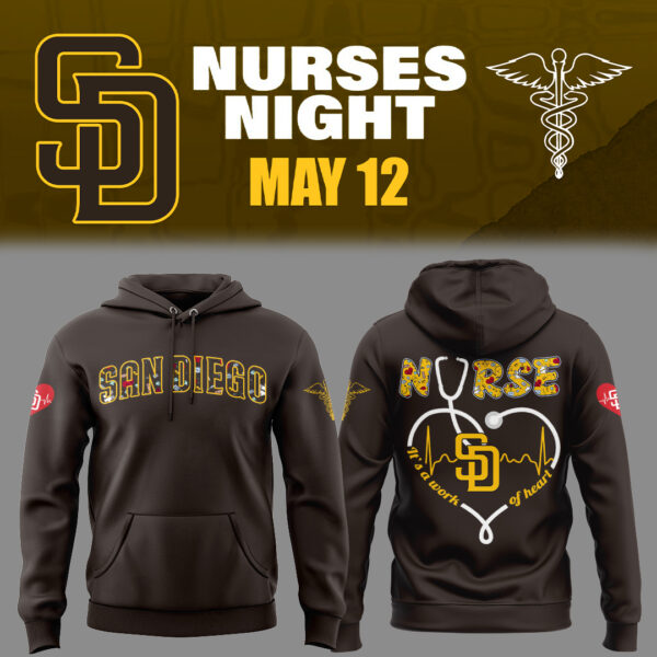 San Diego Padres Baseball Brown Hoodie For Nurses Night 2025 Season