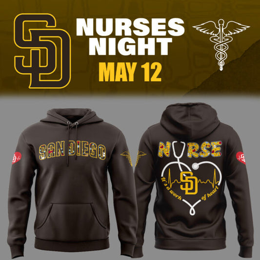 San Diego Padres Baseball Brown Hoodie For Nurses Night 2025 Season