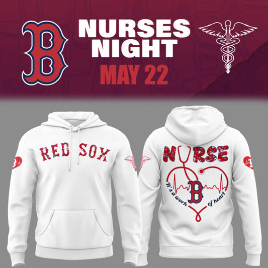 Boston Red Sox Baseball White Hoodie For Nurses Night 2025 Season