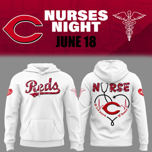 Cincinnati Reds Baseball White Hoodie For Nurses Night 2025 Season