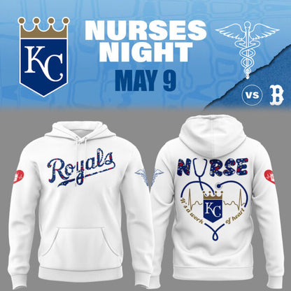 Kansas City Royals Baseball White Hoodie For Nurses Night 2025 Season