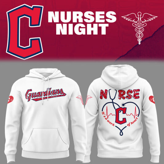 Cleveland Guardians Baseball White Hoodie For Nurses Night 2025 Season