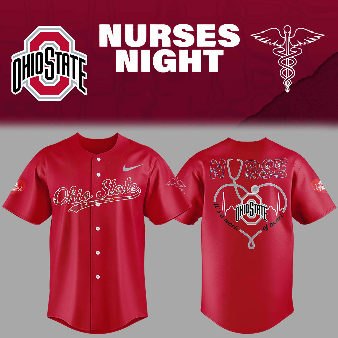 Ohio State Buckeyes Red Jersey For Nurses Night 2025 Season
