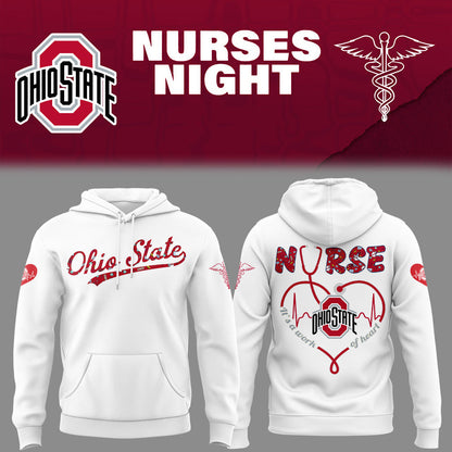 Ohio State Buckeyes White Hoodie For Nurses Night 2025 Season