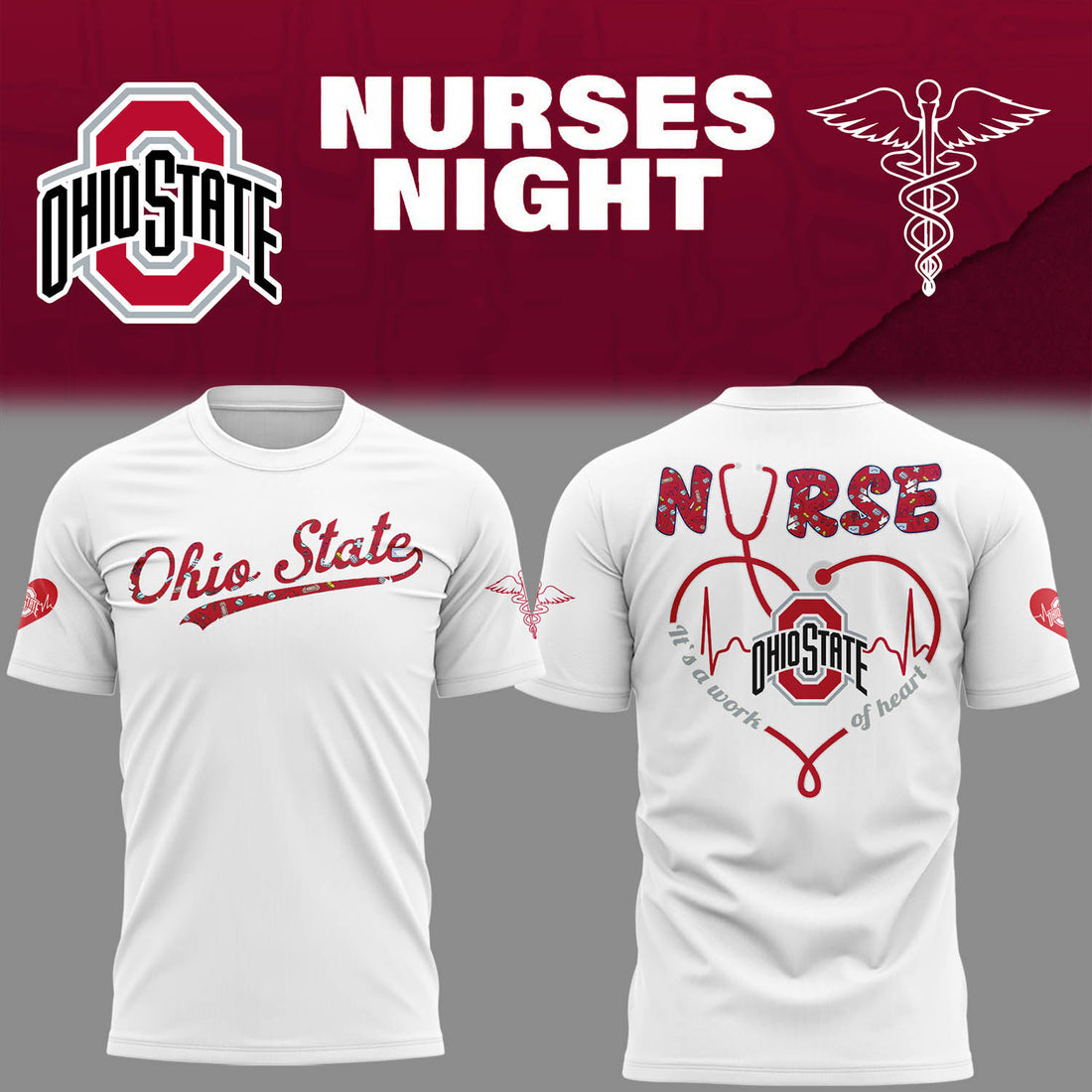 Ohio State Buckeyes White T-Shirt For Nurses Night 2025